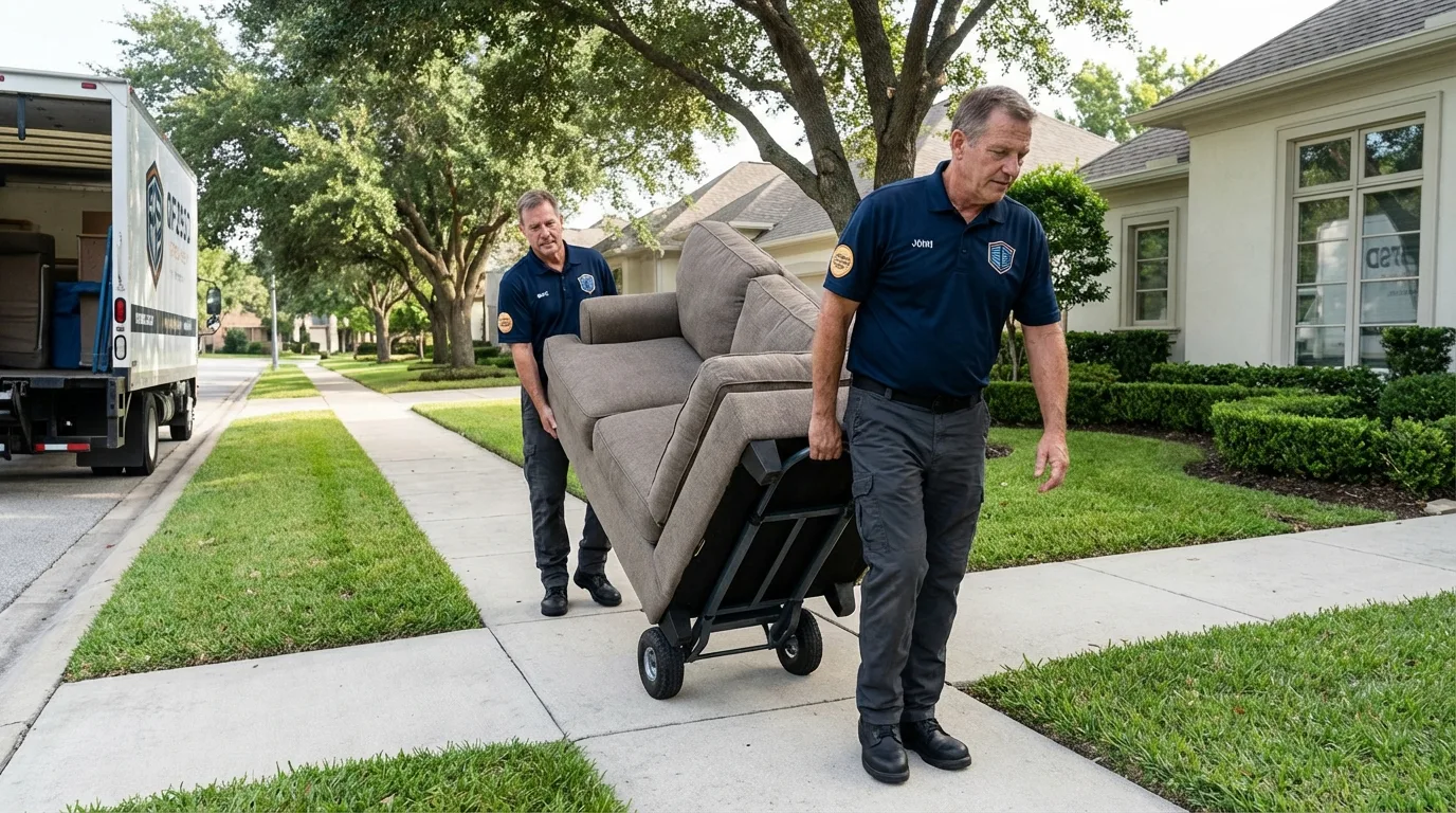 Local residential moving crew loading furniture in Scottsville, NY